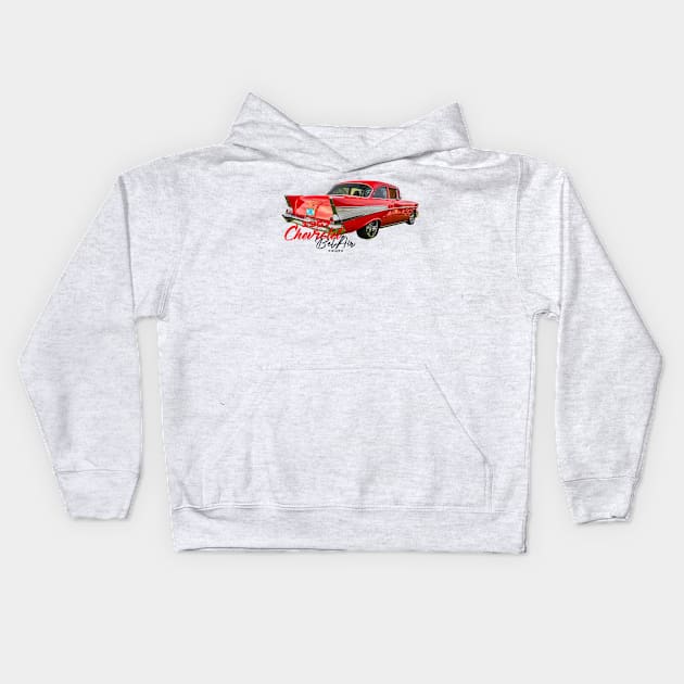 1957 Chevrolet Bel Air Coupe Kids Hoodie by Gestalt Imagery